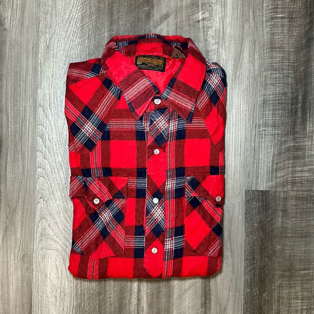Stir-Ups Western Model Flannel Long Sleeve Pearl Snap Button - Large